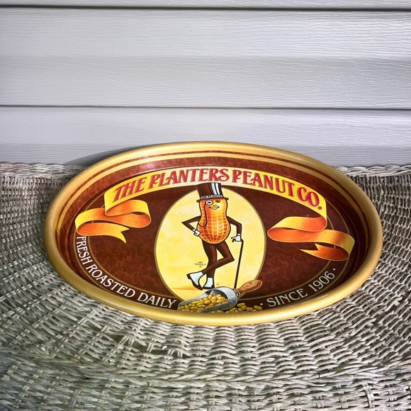 Vintage Metal Planters Peanut Company Advertisement Oval Shaped Serving Tray - Picture 6 of 7